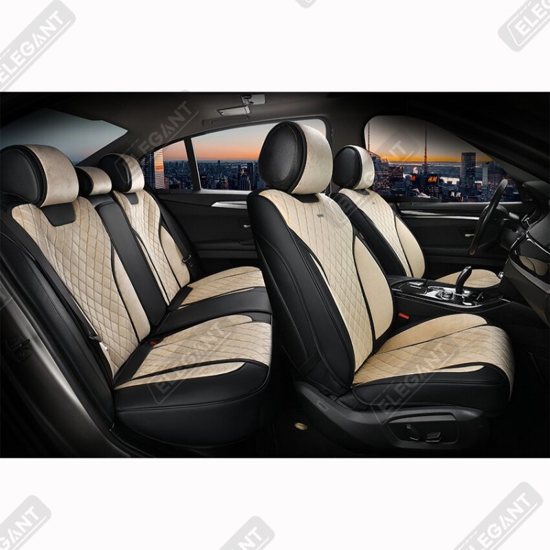 3D чохли на автомобільні сидіння Elegant TORINO комплект бежеві 