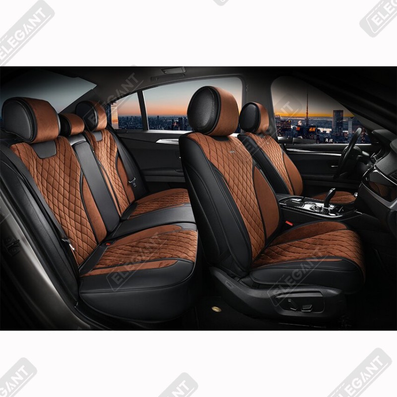 3D чохли на автомобільні сидіння Elegant TORINO комплект кавові 